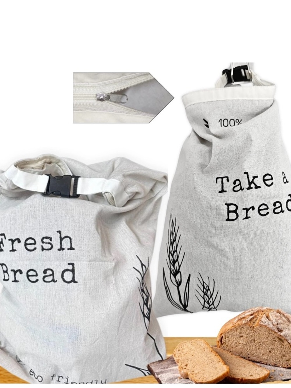 2 XXL Premium Reusable Bread Bags – Linen Bread Bags for Homemade Sourdough w...